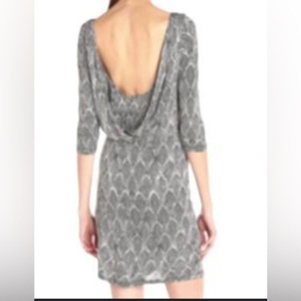 Tracy Reese Women's L Back Wrap Chemise Dress‎ Black Putty Art Deco 5C4V68